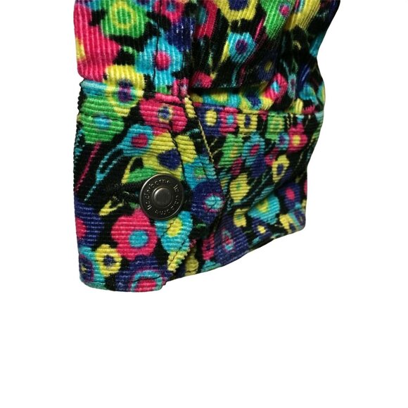 Floral Corduroy Jacket Liz Claiborne Flowered Size Medium Button Up u - Picture 8 of 10